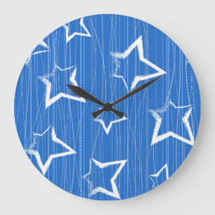 Grande Horloge Ronde Motif d'étoiles