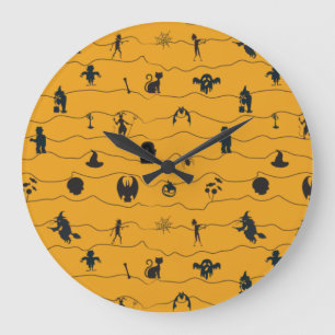 Grande Horloge Ronde Motif d'Halloween