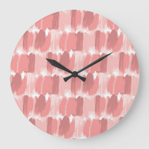 Grande Horloge Ronde Motif d'huile de pinceau rose