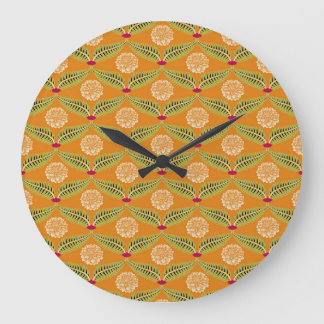 Grande Horloge Ronde Motif d'illustration traditionnel indien.