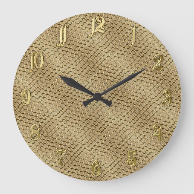 Grande Horloge Ronde Motif d'or hexagonal (Recto)