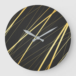 Grande Horloge Ronde Motif Doré 1