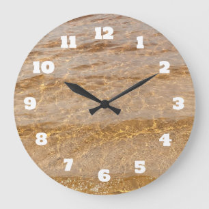 Grande Horloge Ronde Motif Eau Claire Sable Brun Tendances Cool
