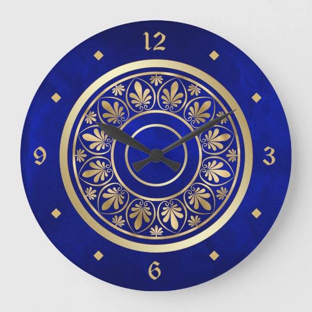 Grande Horloge Ronde Motif élégant Gold Ornate Design Circle (Recto)