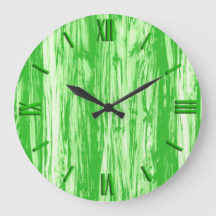 Grande Horloge Ronde Motif en bois de chaux - vert et blanc