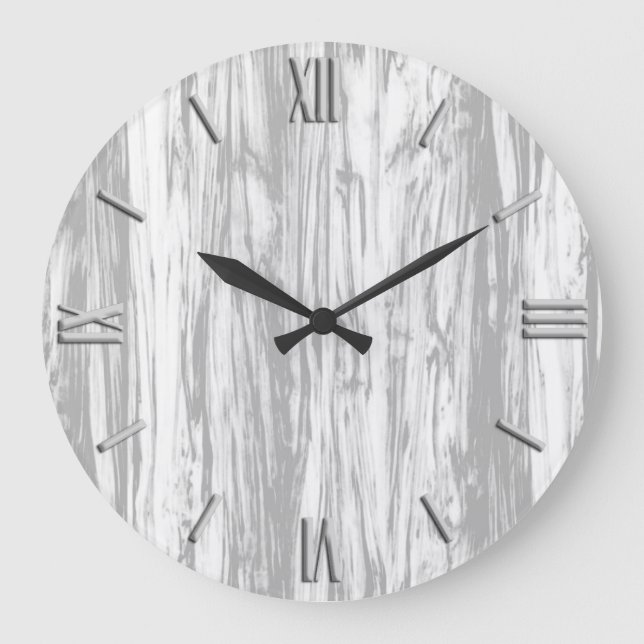 Grande Horloge Ronde Motif en bois - gris / gris et blanc (Recto)