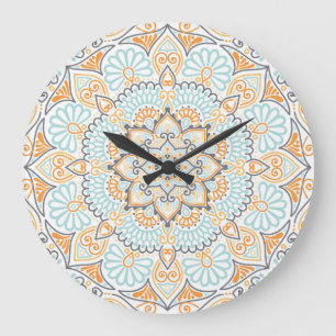 Grande Horloge Ronde Motif en carrelage sans couture : décoratif, desig
