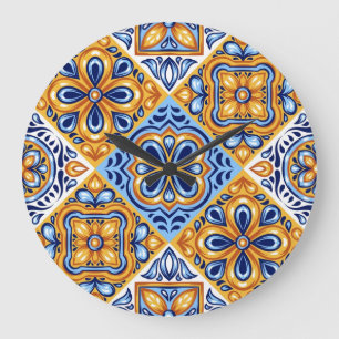 Grande Horloge Ronde Motif en céramique