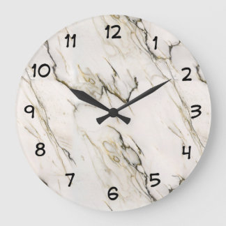 Grande Horloge Ronde Motif en pierre de marbre
