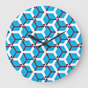 Grande Horloge Ronde Motif ethnique artisanal, texture textile.