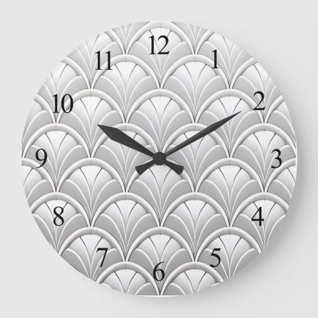 Grande Horloge Ronde Motif éventail Art Déco (Recto)