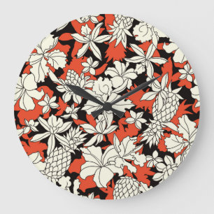 Grande Horloge Ronde Motif exotique sans fil tropique