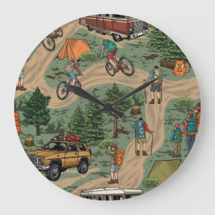 Grande Horloge Ronde Motif extérieur vintage : Randonnées, Vélos