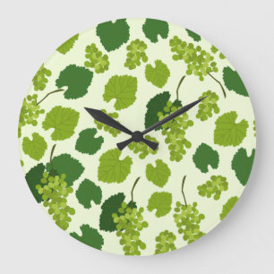 Grande Horloge Ronde Motif Feuille de raisins et de raisins