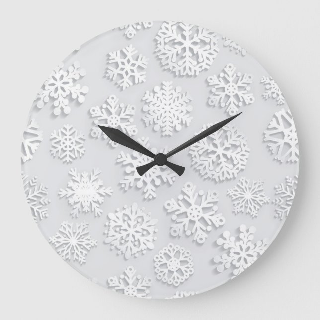 Grande Horloge Ronde Motif flocon de neige	 (Recto)