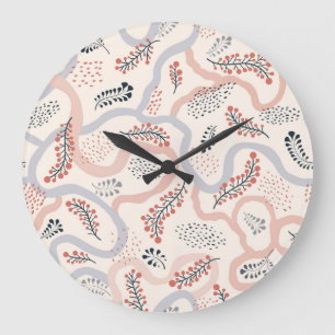 Grande Horloge Ronde Motif floral artistique, décoration d'automne orne