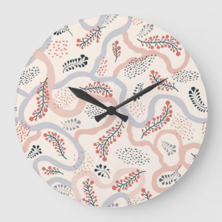 Grande Horloge Ronde Motif floral artistique, décoration d'automne orne