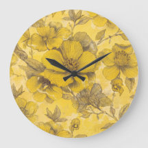 Motif floral botanique jaune vintage