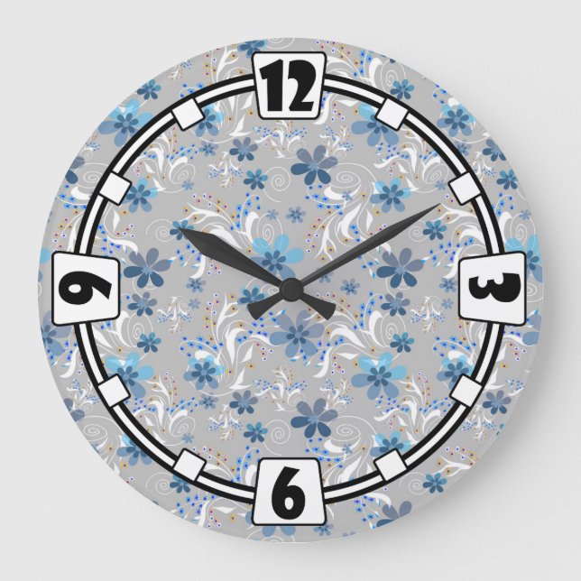 Grande Horloge Ronde Motif floral mignon, fleurs, motif floral (Recto)