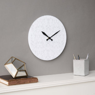 Grande Horloge Ronde Motif Floral Monochrome - Art Élégant Et Sans Couc