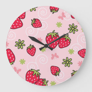 Grande Horloge Ronde Motif fraise