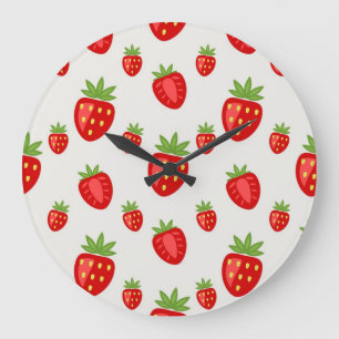 Grande Horloge Ronde Motif fraise