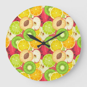 Grande Horloge Ronde Motif Fun Coloré
