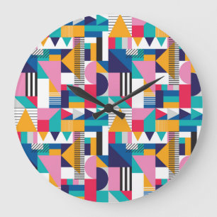 Grande Horloge Ronde Motif géométrique Abstrait moderne sans couture