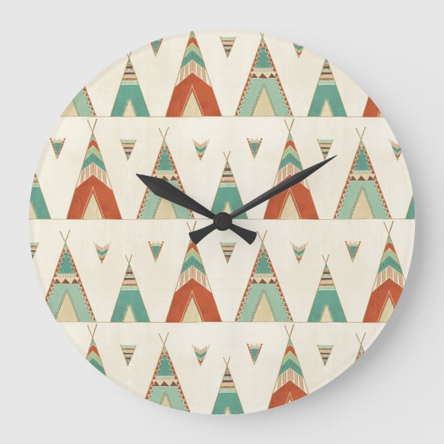 Grande Horloge Ronde Motif géométrique de Teepee d'étape | de Geo de (Recto)