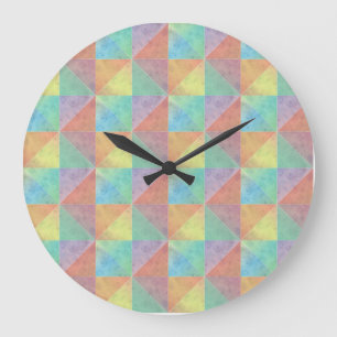 Grande Horloge Ronde Motif géométrique de triangle rempli d'aquarelle