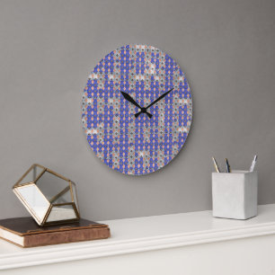 Grande Horloge Ronde Motif géométrique en mosaïque de treillis d'Azur 1