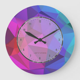 Grande Horloge Ronde Motif géométrique en mosaïque moderne colorée