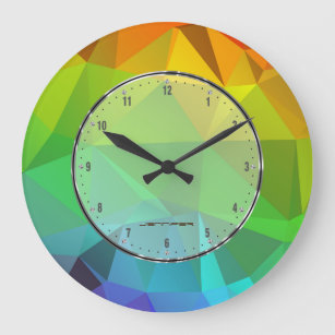 Grande Horloge Ronde Motif géométrique en mosaïque moderne verte