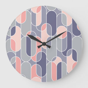 Grande Horloge Ronde Motif géométrique les années 70 ovale rétro
