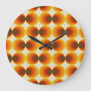 Grande Horloge Ronde Motif géométrique rétro Abstrait coloré