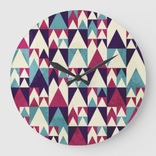 Grande Horloge Ronde Motif géométrique triangle rétro