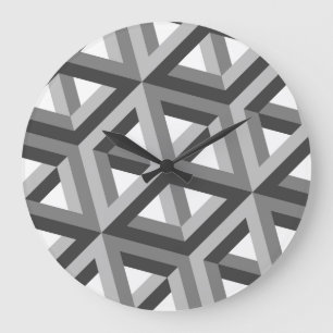 Grande Horloge Ronde Motif Hexagones 3D décoratifs