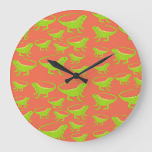Grande Horloge Ronde Motif Iguana Lizard