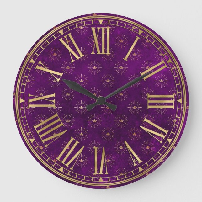Grande Horloge Ronde Motif Imaginaire Clé violet et or (Recto)