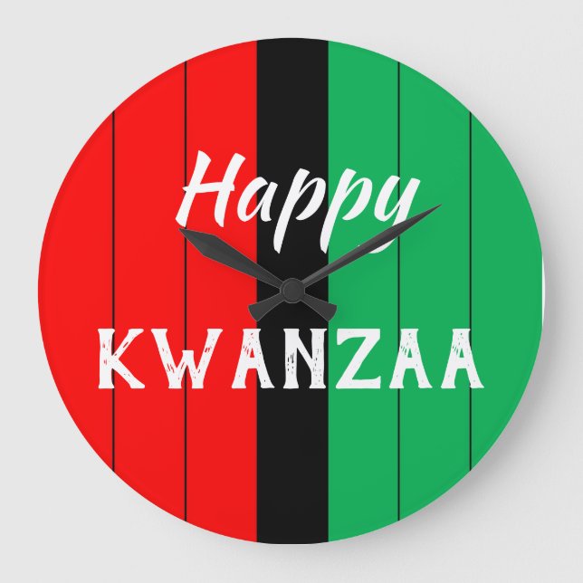 Grande Horloge Ronde Motif Kwanzaa Kinara Red Black Green Stripes (Recto)