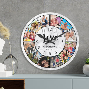 Grande Horloge Ronde Motif Marbre blanc en pierre