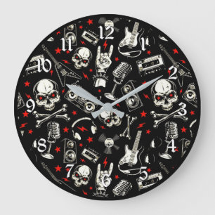 Grande Horloge Ronde Motif métallique lourd rétro