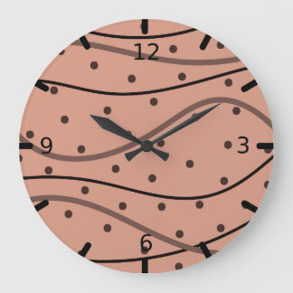 Grande Horloge Ronde Motif Mocha Dots & Stripes