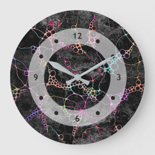 Grande Horloge Ronde Motif Peint À La Main Et Numériquement Art 44