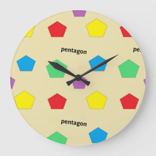 Grande Horloge Ronde Motif Pentagone sur crème