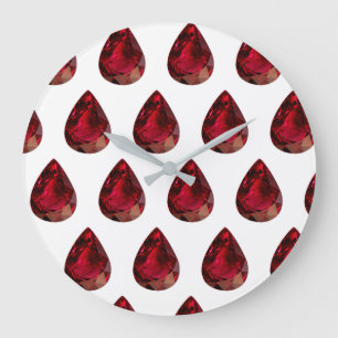 Grande Horloge Ronde Motif pierre précieuse Ruby, pierre de naissance d