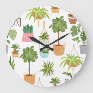 Grande Horloge Ronde motif plante