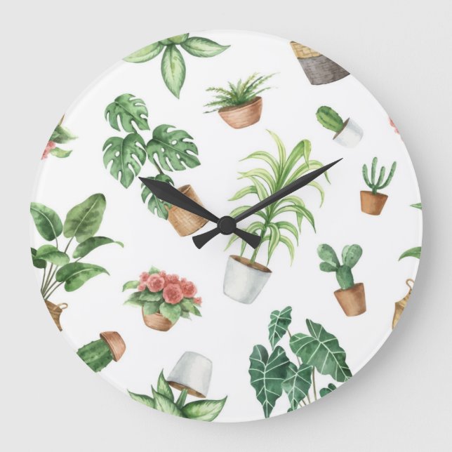 Grande Horloge Ronde motif plante (Recto)