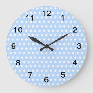 Grande Horloge Ronde Motif Polka blanc et bleu. Spotty.