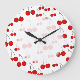 Grande Horloge Ronde Motif Red Cherry.